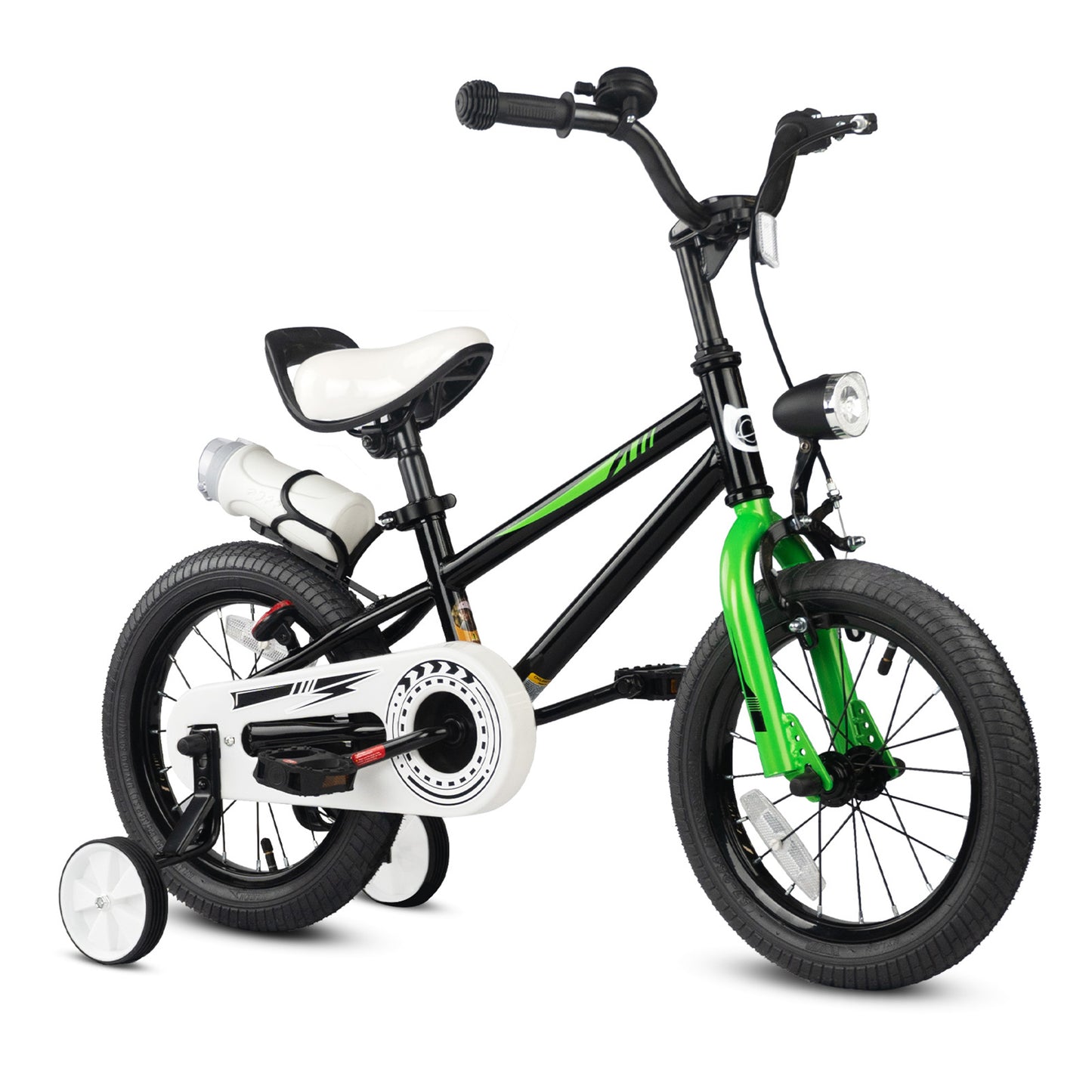 XJD BMX Freestyle Boys Bike for Toddlers 3-5 Years Old Kids, 14 Inch Kids Bike with Training Wheels, Kids Bicycles with Handbrake, Black