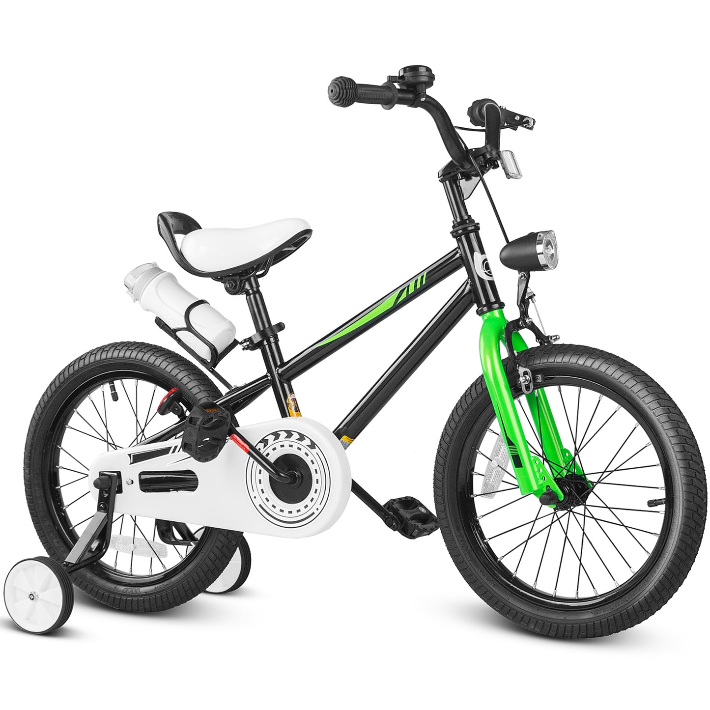 XJD BMX Freestyle Boys Bike for Toddlers 4-7 Years Old Kids, 16 Inch Kids Bike with Training Wheels, Kids Bicycles with Handbrake, Black