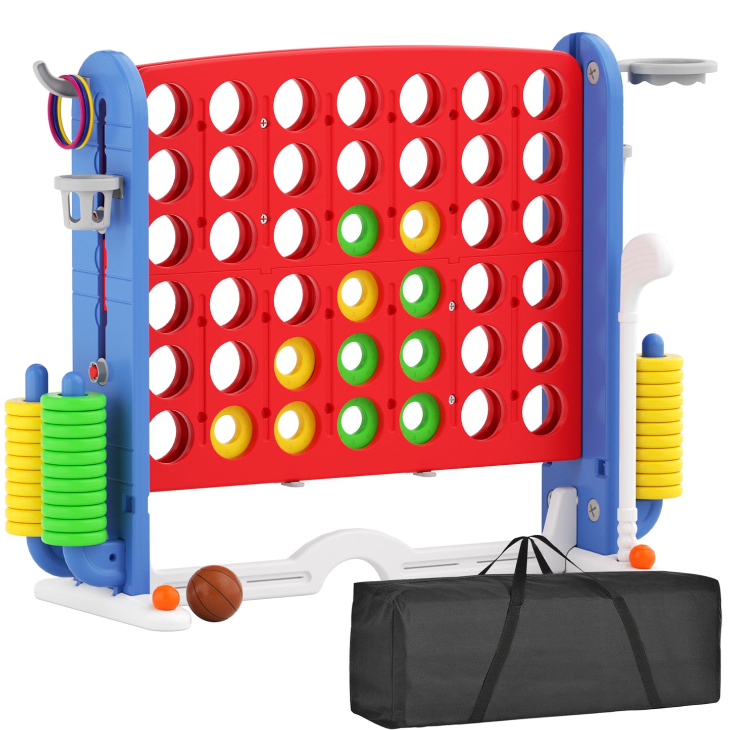 XJD Jumbo 4-to-Score Giant Game Set 4-in-a-Row Connect Game for Adults Kids Family Fun, Blue Red