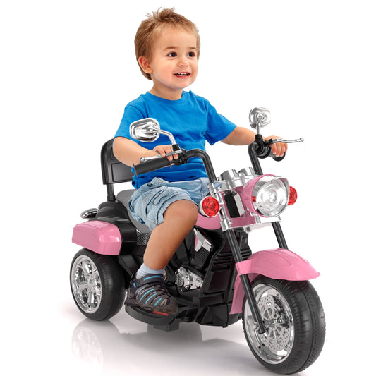 XJD Kids Electric Motorcycle, 6V Battery Powered Ride on Chopper Motorcycle with Horn, Headlights, 3 Wheels Electric Motorcycle for Children, Pink