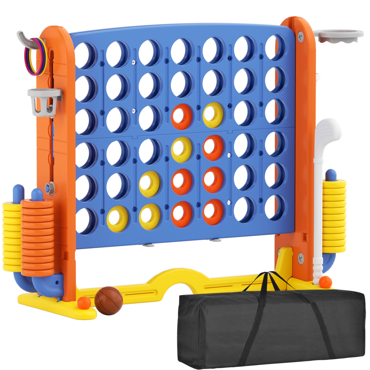 XJD Jumbo 4-to-Score Giant Game Set 4-in-a-Row Connect Game for Adults Kids Family Fun, Blue Red