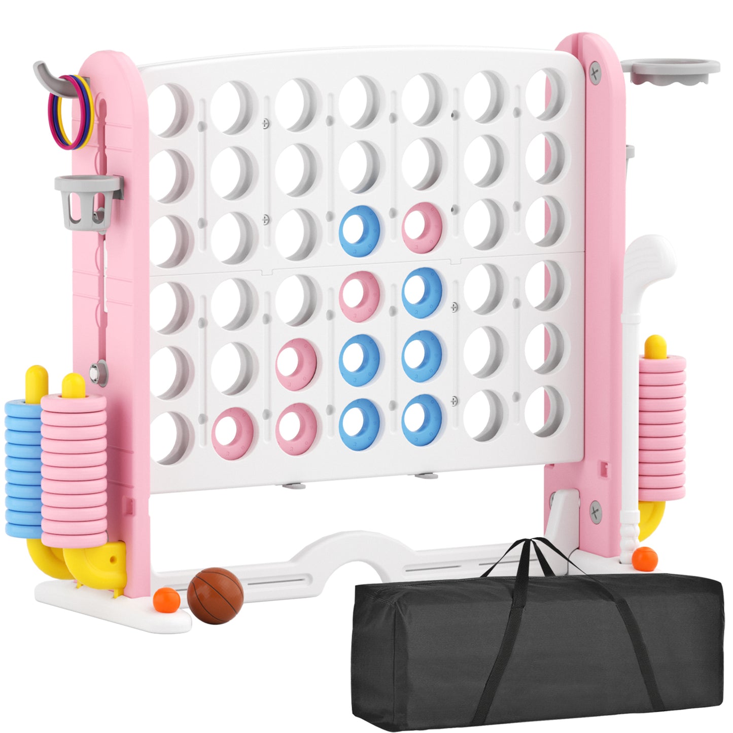 XJD Jumbo 4-to-Score Giant Game Set 4-in-a-Row Connect Game for Adults Kids Family Fun, Blue Red