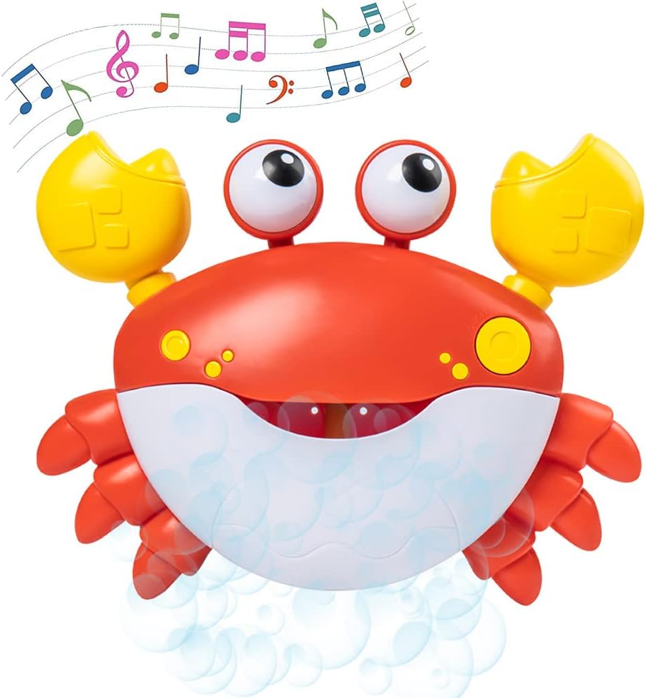 XJD Crab Bubble Bath Maker for the Bathtub, Blows Bubbles and Plays 12 Children's Songs, Sing-Along Bath Bubble Machine Baby, Toddler Kids Bath Toys Makes Great Gifts for 3 Years Girl Boy