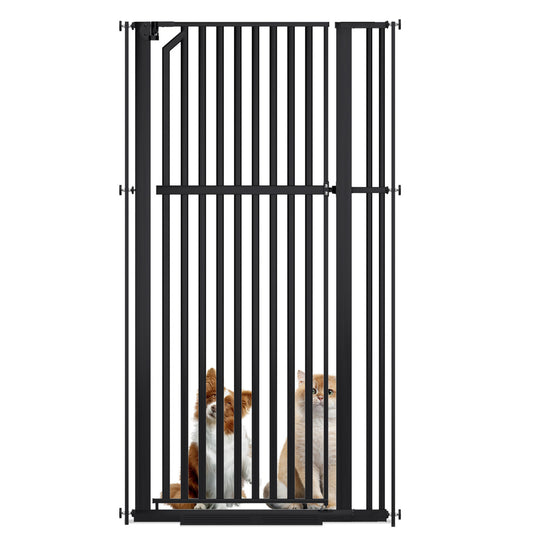 XJD 63" Extra Tall Cat Pet Gate with 30" to 37.8" Wide Pressure Mounted Walk Through Swing Auto Close Safety White Metal Kids Dog Pet Puppy Cat for Indoor Stairs,Doorways, Kitchen (37.8 Inch-Black)