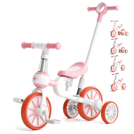 XJD 7 in 1 Toddler Bike for 1 Year to 4 Years Old Kids, Toddler Tricycle Kids Trikes Tricycle, Gift & Toys for Boy & Girl, Balance Training, Removable Pedals