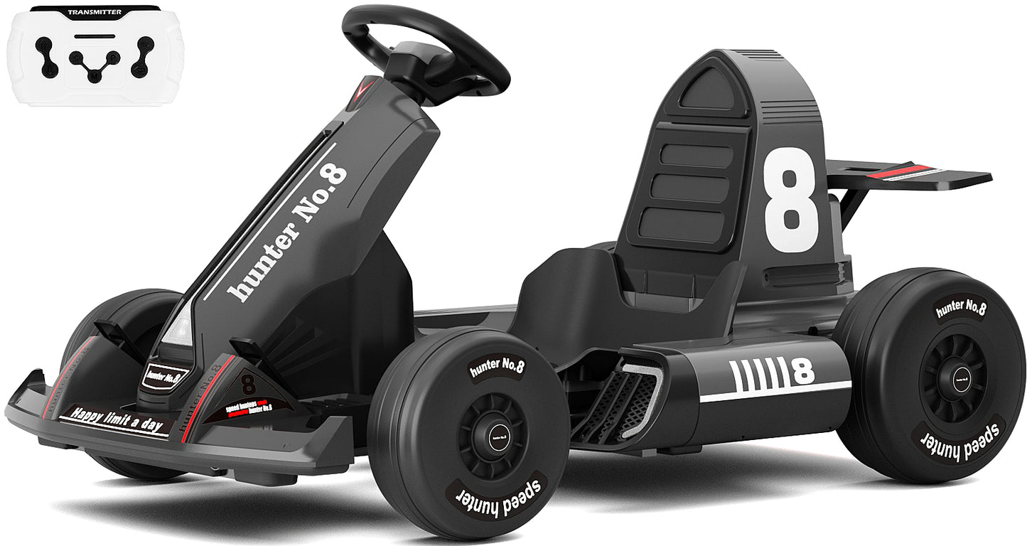 XJD Electric Go Kart 12V 7Ah Battery Powered Pedal Go Karts for 3+ Kids Adults Ride on Car Electric Vehicle Car Racing Drift Car Gift for Boys Girls with Bluetooth/FM and Remote Control, White