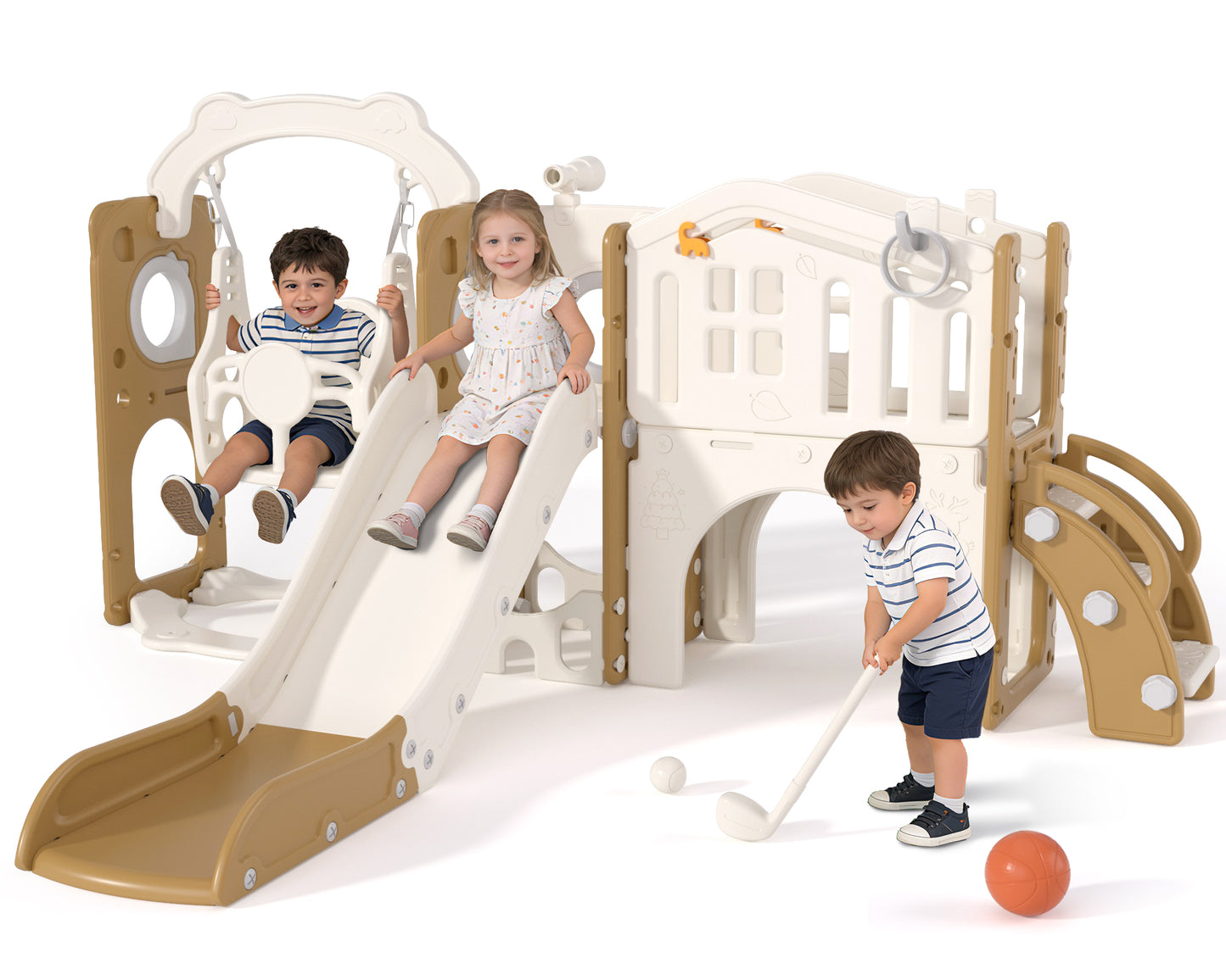 XJD 11 in 1 Toddler Slide and Swing Set - Baby Slide for Toddlers 1-3, Indoor Outdoor Toddler Playset Playground, Blue & Gray