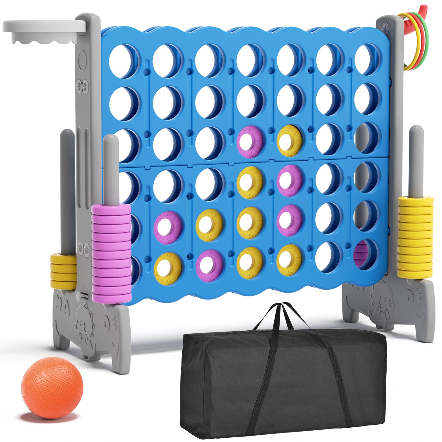 XJD Jumbo 4-to-Score Giant Game Set 4-in-a-Row Connect Game for Adults Kids Family Fun, Blue Red