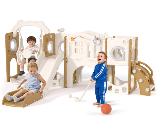 XJD 12 in 1 Toddler Slide and Swing Set - Baby Slide for Toddlers 1-3, Indoor Outdoor Toddler Playset Playground