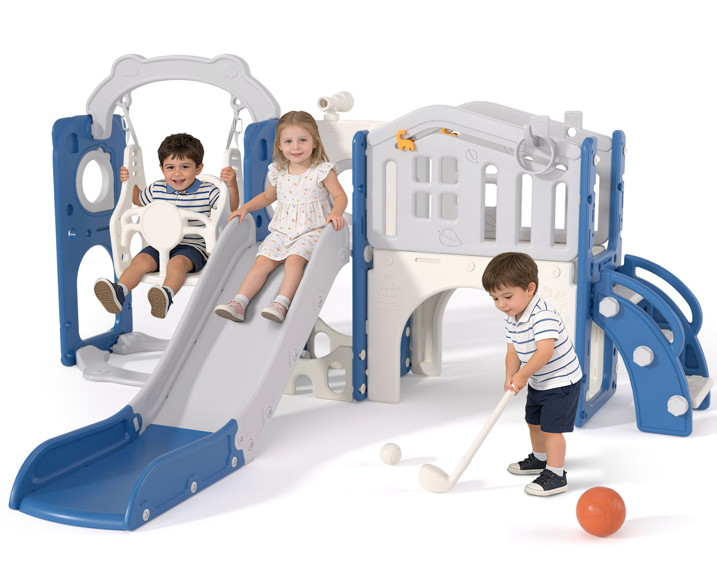 XJD 12 in 1 Toddler Slide and Swing Set - Baby Slide for Toddlers 1-3, Indoor Outdoor Toddler Playset Playground