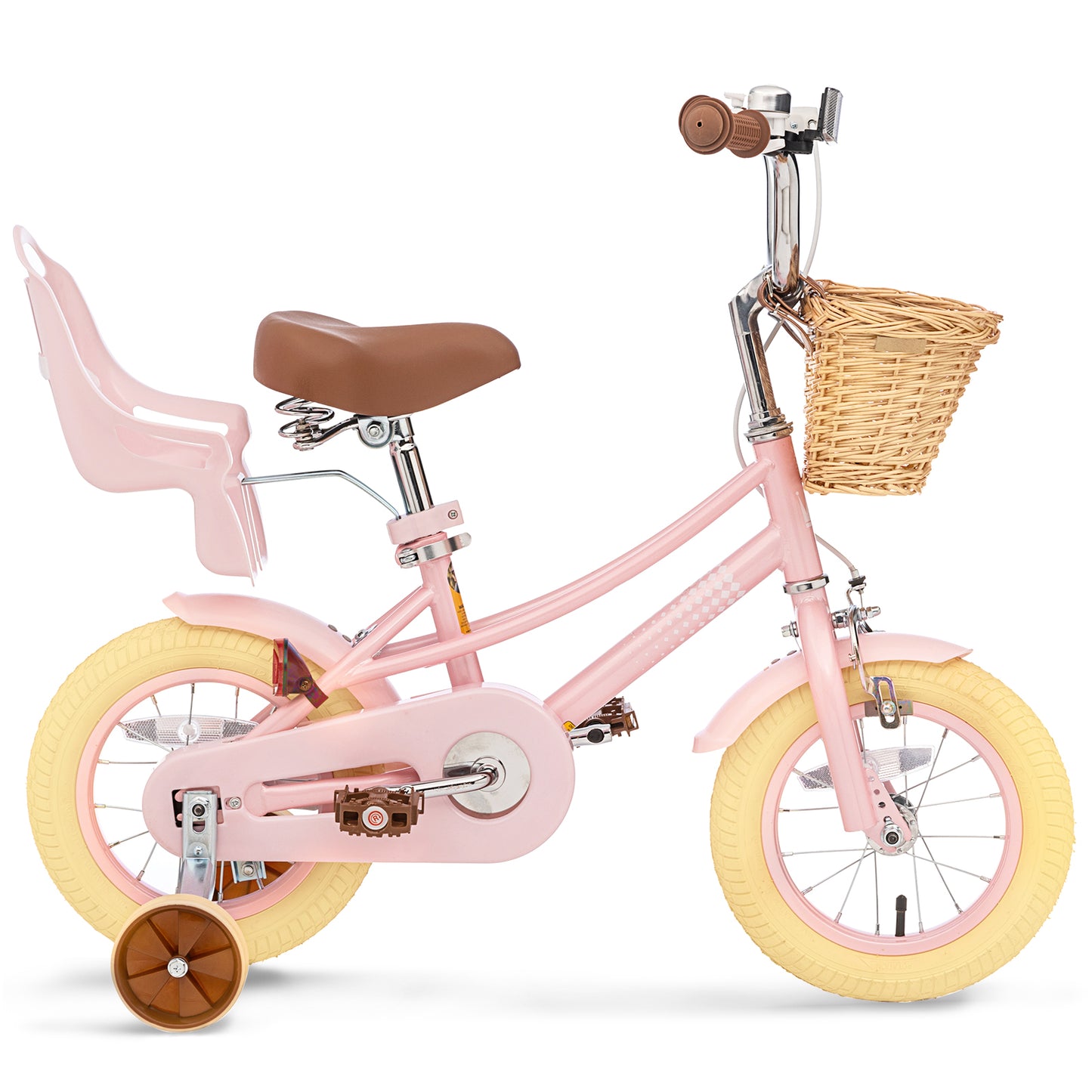 XJD 12 inch Kids Girls Bike for Ages 2-4 Years Child, Toddler Bike with Basket and Bell Training Wheels, Adjustable Seat Handlebar Height