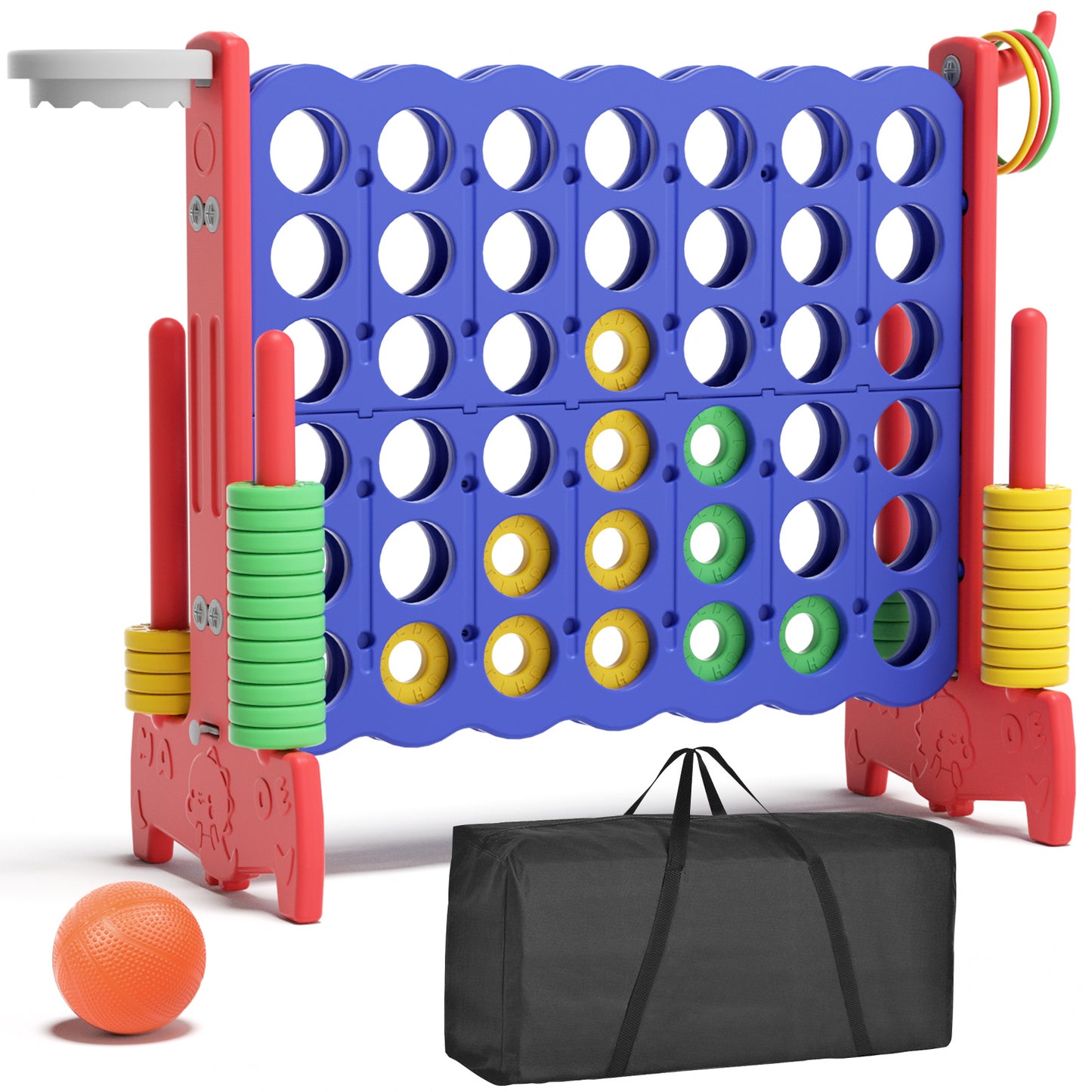 XJD Jumbo 4-to-Score Giant Game Set 4-in-a-Row Connect Game for Adults Kids Family Fun, Blue Red