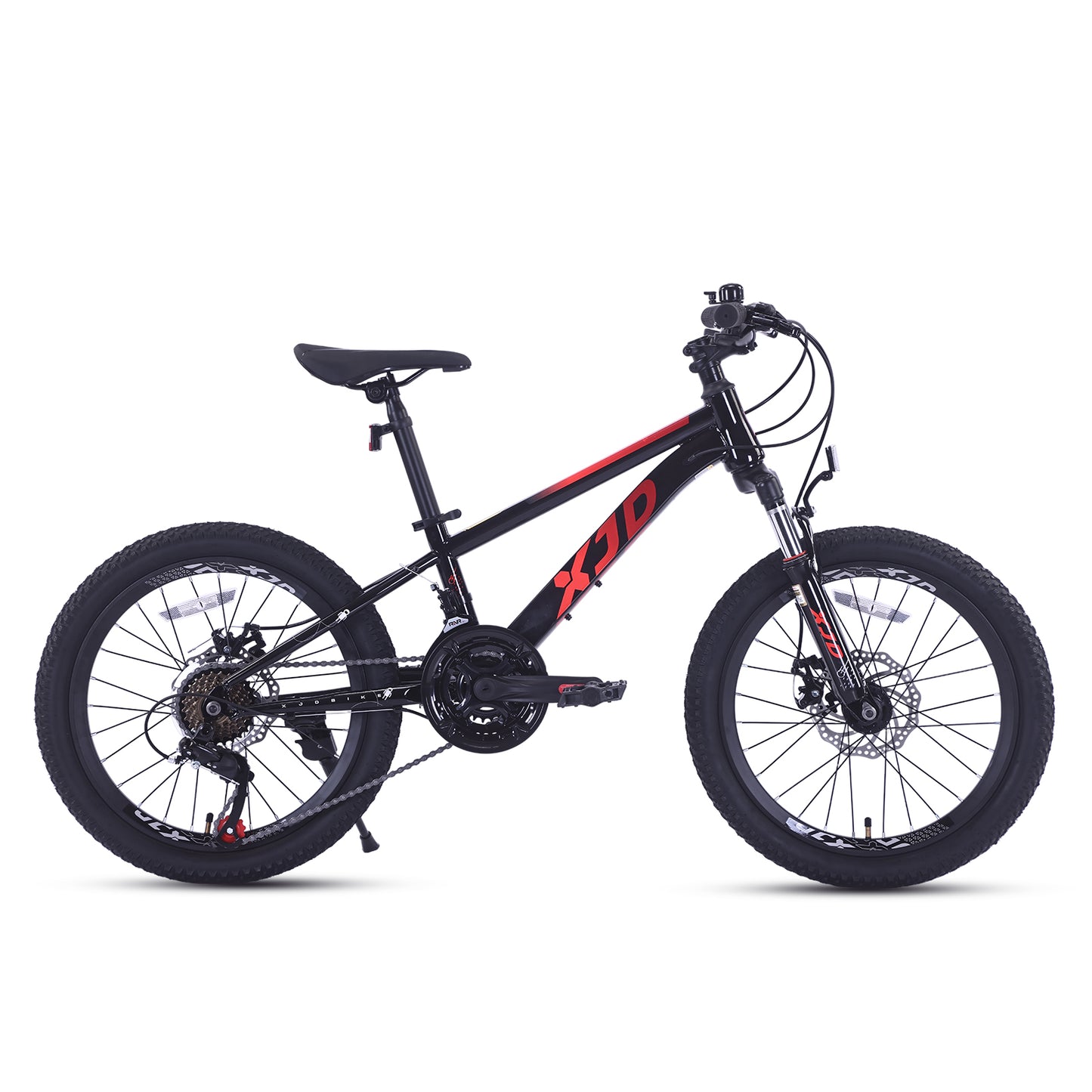 XJD 20 24 Inch Kids Mountain Bike for Boys, 20 24inch boy bike 6-14 Years Old, 21-Speed, Front Suspension & Dual Disc Brakes, Unisex, Black&Red