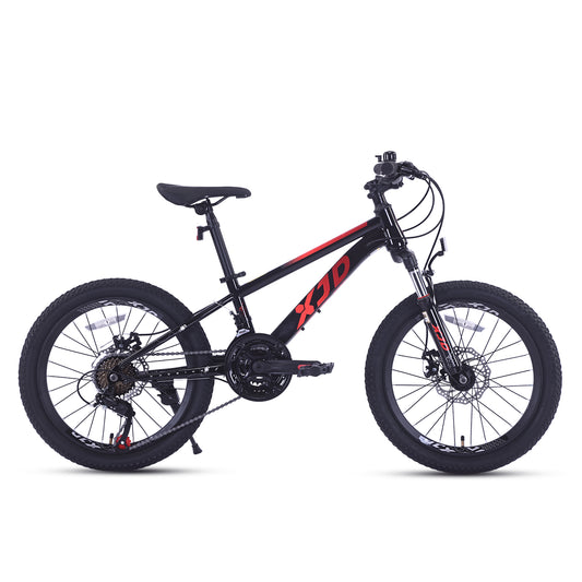 XJD 20 24 Inch Kids Mountain Bike for Boys, 20 24inch boy bike 6-14 Years Old, 21-Speed, Front Suspension & Dual Disc Brakes, Unisex, Black&Red