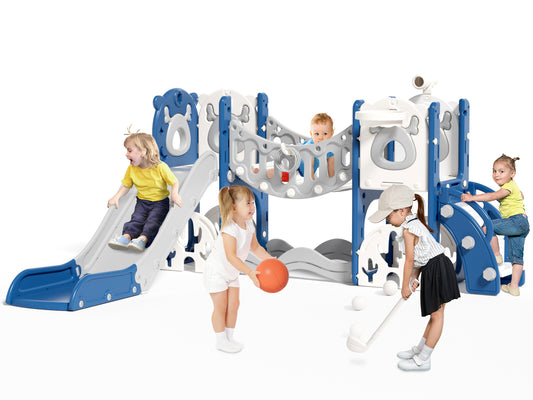 Toddler Slide and Swing Set, Kid Slide for Toddlers Age 1-3, Baby Slide with Basketball Hoop, Indoor Outdoor Slide Toddler Playset Toddler Playground