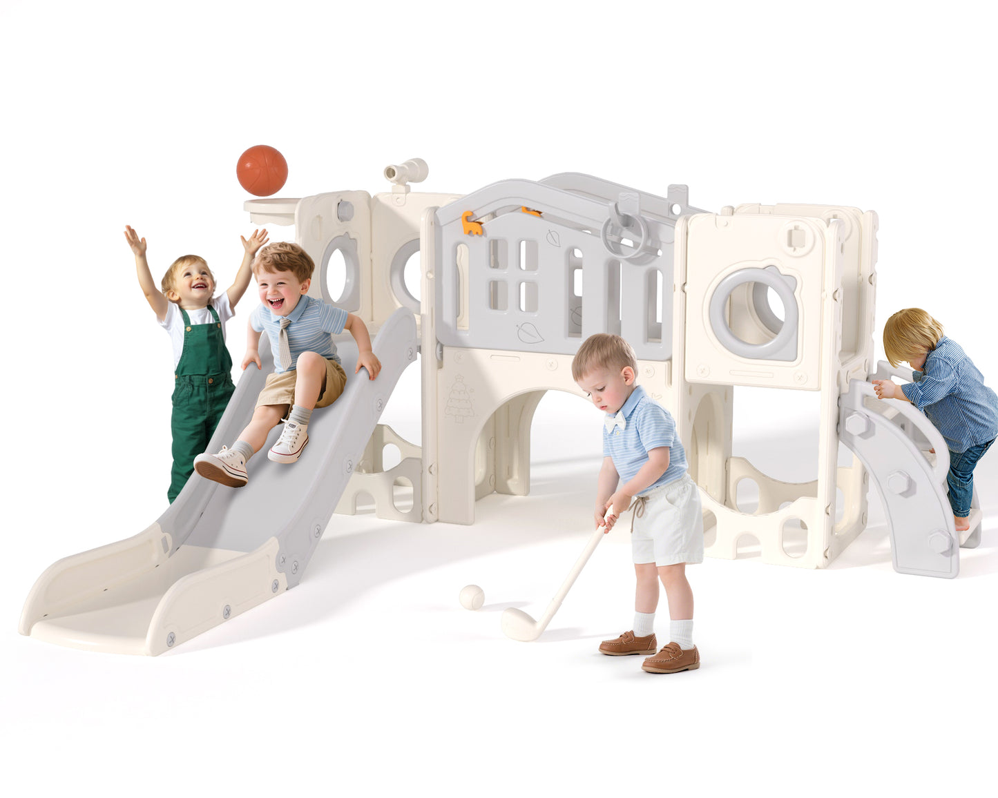 XJD 11 in 1 Toddler Slide PlaySet for kids indoor/outdoor for Toddlers Age 1-3, Blue & Gray