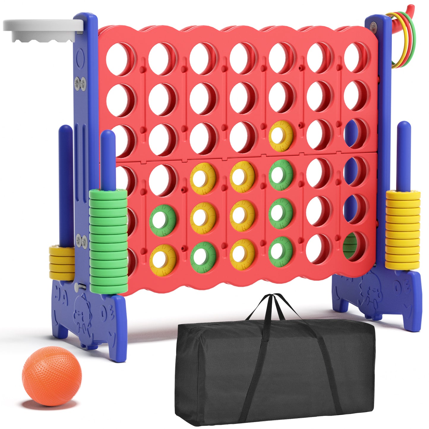 XJD Jumbo 4-to-Score Giant Game Set 4-in-a-Row Connect Game for Adults Kids Family Fun, Blue Red