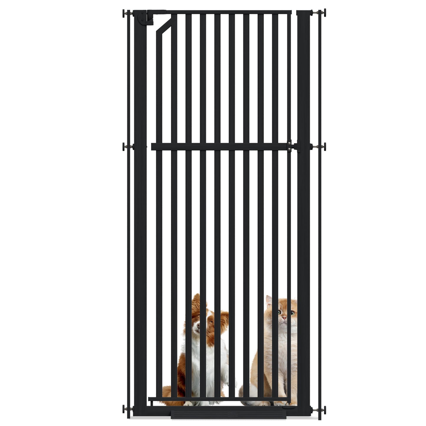 XJD 63" Extra Tall Cat Pet Gate with 30" to 37.8" Wide Pressure Mounted Walk Through Swing Auto Close Safety White Metal Kids Dog Pet Puppy Cat for Indoor Stairs,Doorways, Kitchen (33.9 Inch-Black)