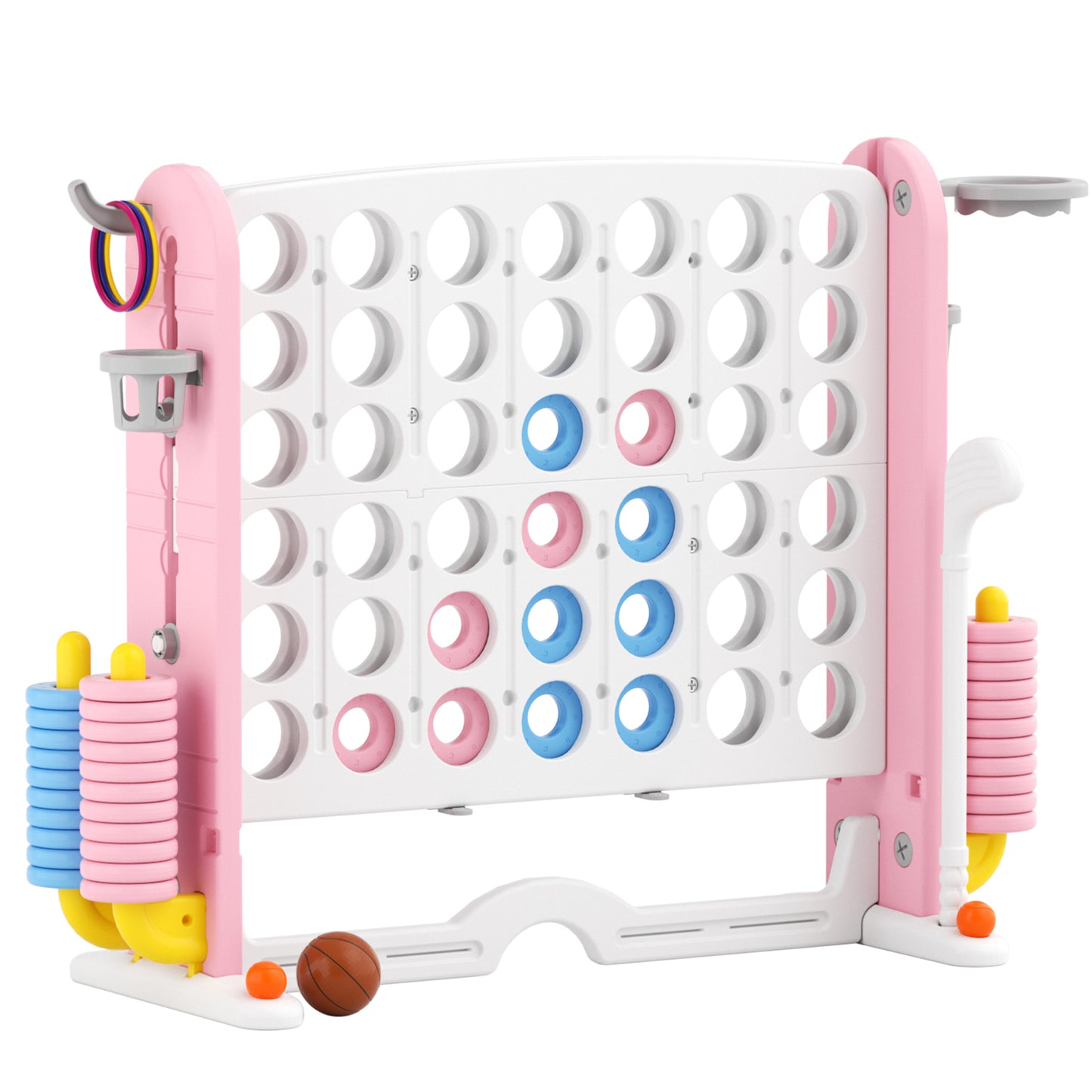 XJD Jumbo 4-to-Score Giant Game Set 4-in-a-Row Connect Game for Adults Kids Family Fun, Blue Red