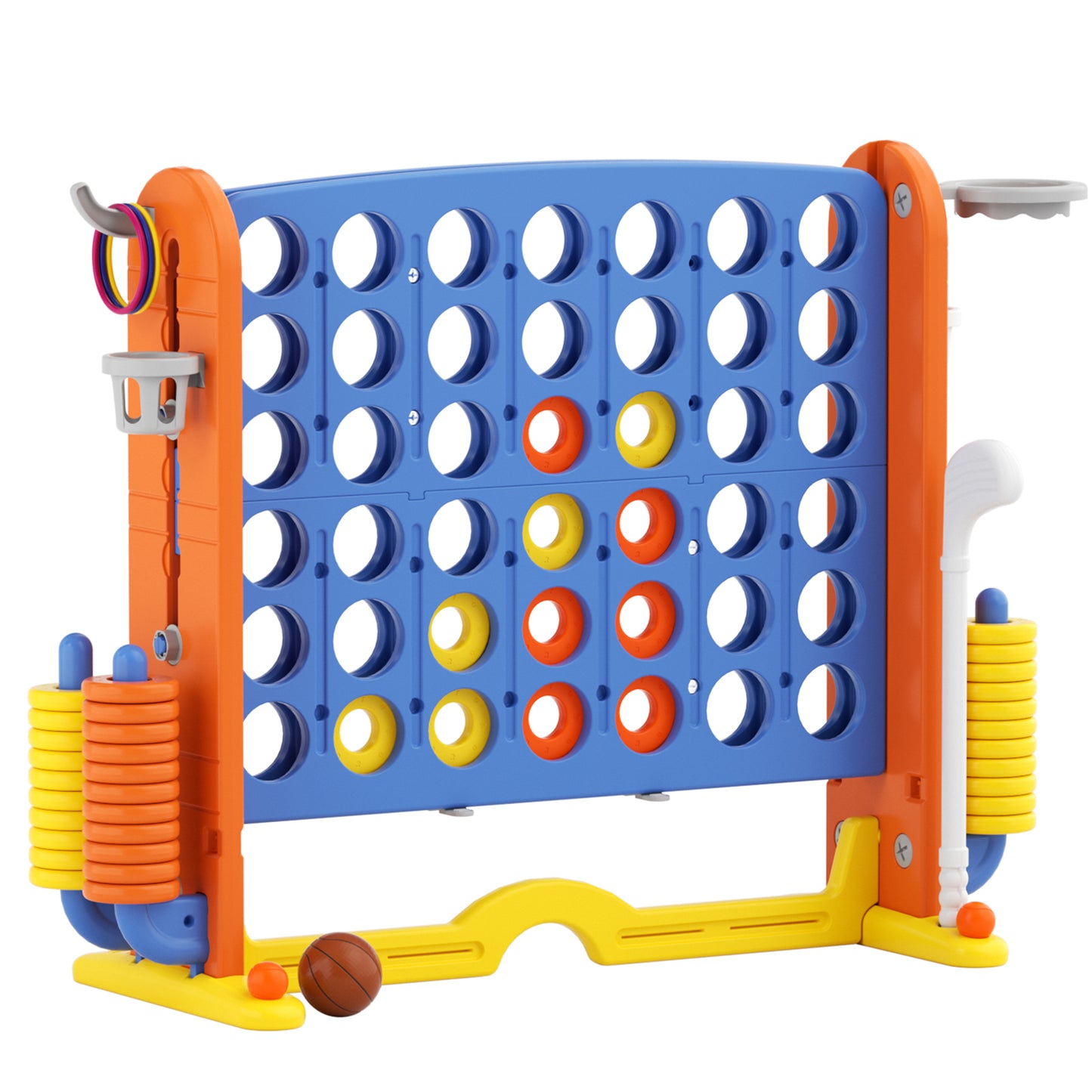 XJD Jumbo 4-to-Score Giant Game Set 4-in-a-Row Connect Game for Adults Kids Family Fun, Blue Red
