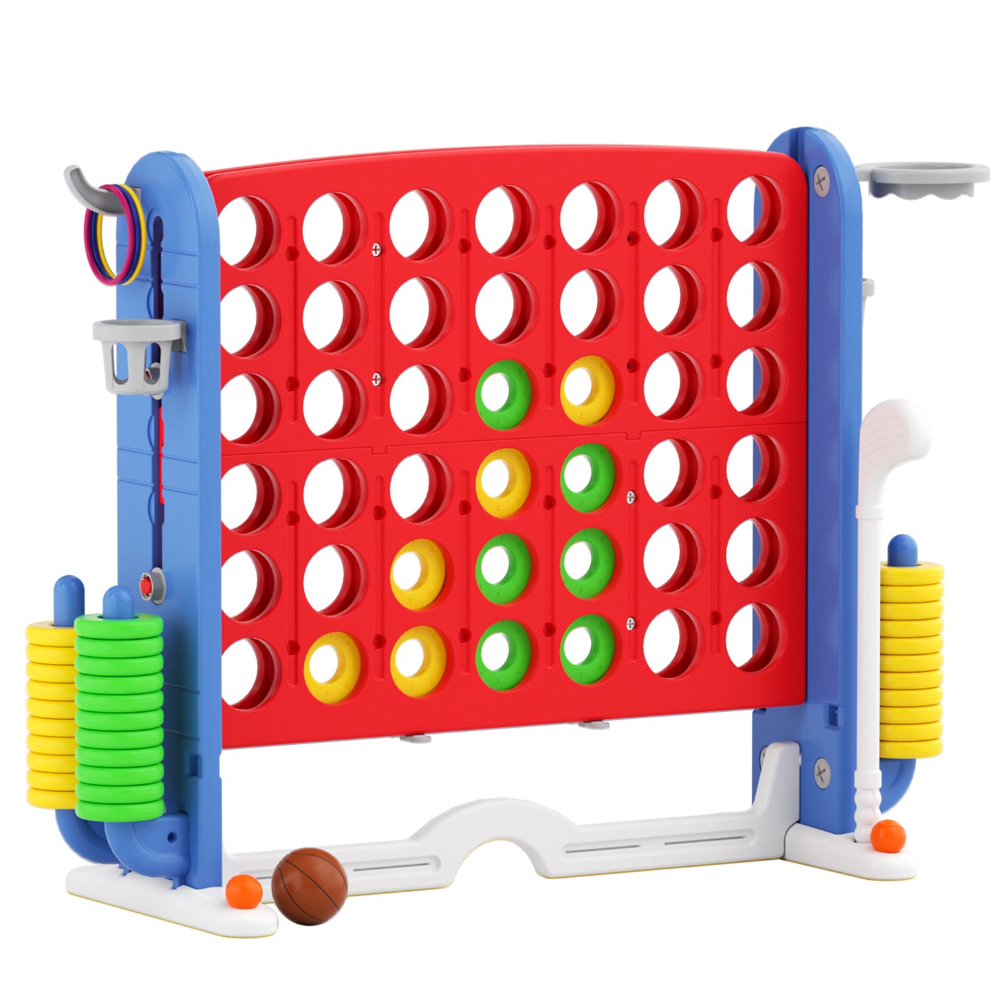 XJD Jumbo 4-to-Score Giant Game Set 4-in-a-Row Connect Game for Adults Kids Family Fun, Blue Red