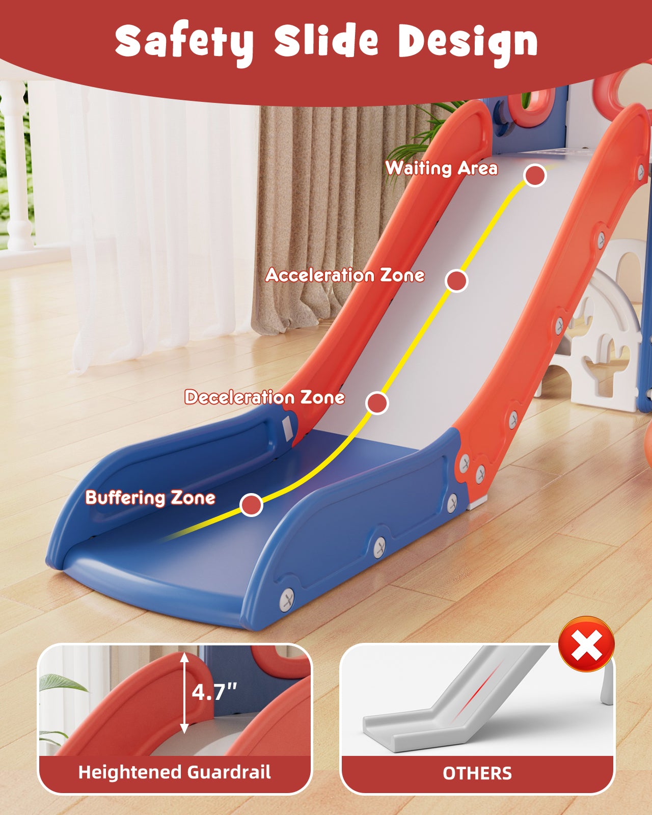 Kids Slide Set with Climber, Toddler Climber Slide Play Set with Basketball Hoop, Tunnel, Bus Playhouse Outdoor Indoor Slide Playset Age 1-6