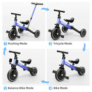 Toddler Bike with Push Handle,Tricycles for 1 to 3 Years Old, Toddler Tricycle with Push Handle for Boy Girl, Baby Bike Balance Bike