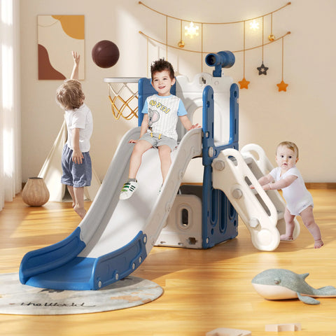 XJD Toddler Slide with Basketball Hoop for Kids，Freestanding Baby Climber Playset Indoor Slide Toys,Backyard Baby Playground Kids Slide, Slide for Toddlers Age 1-3