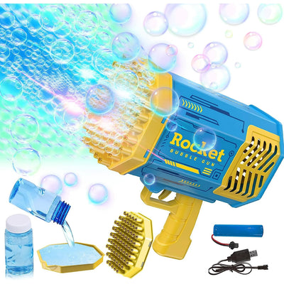 69 Hole Bazooka Bubble Toy Machine with Flash Lights, Rocket Boom Bubble Blower, Summer Toys Bubble Blaster Maker for Kids, Wedding, Birthday Gift, Party