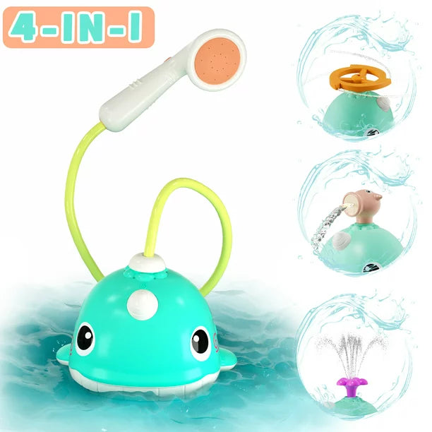 Baby Bath Toys, 4 in 1 Baby Toys Whale, Sprinkler Bathtub Toys for Toddlers Infant Kids Boys Girls, Spray Water Bath Toy, Pool Bathroom Baby Toy