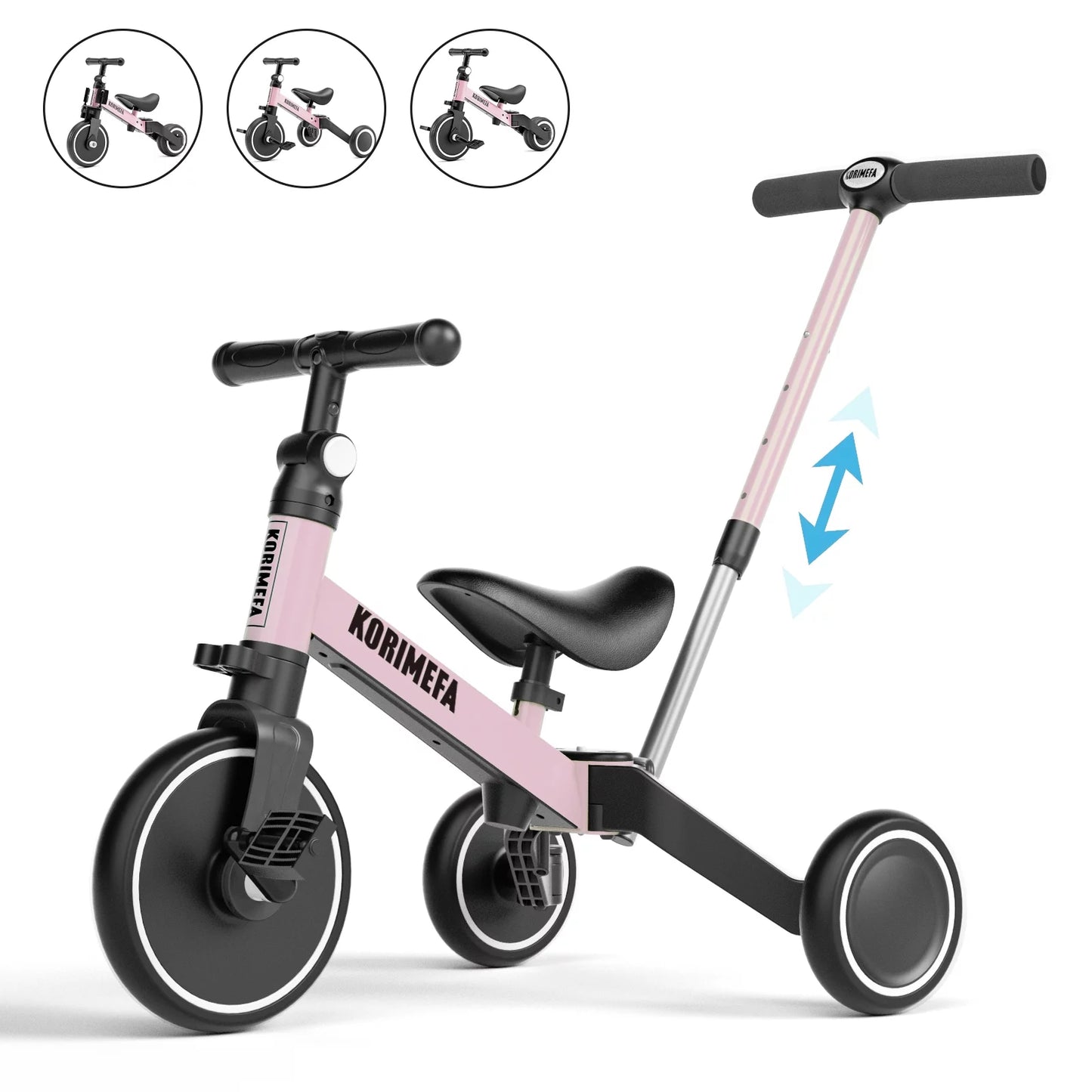 Toddler Bike with Push Handle,Tricycles for 1 to 3 Years Old, Toddler Tricycle with Push Handle for Boy Girl, Baby Bike Balance Bike