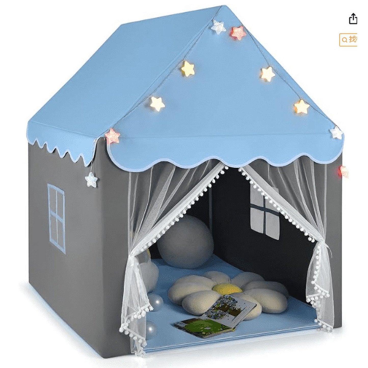 Kid Tent with Mat, Star Lights - Kids Play Tents for Toddlers Kids Tents Indoor Playhouse - Princess Tent for Girls Toy House Gift