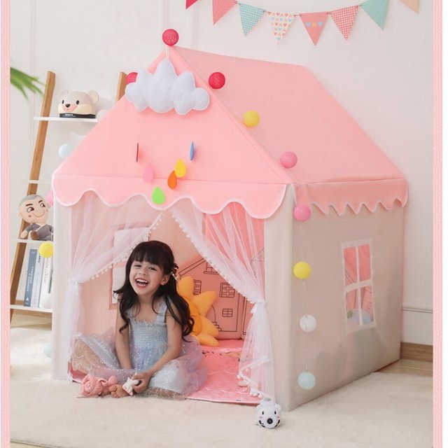 Kid Tent with Mat, Star Lights - Kids Play Tents for Toddlers Kids Tents Indoor Playhouse - Princess Tent for Girls Toy House Gift