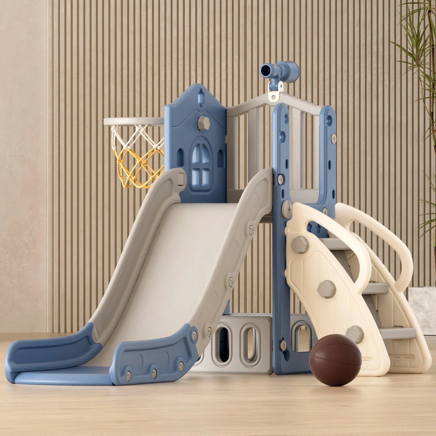 Toddler Slide Set, Slide for Toddlers Age 1-4 with Basketball Hoop and Ball, Slide for Kids