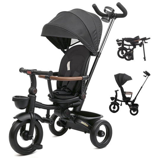 XJD 7 in 1 Tricycle for Toddlers, 2-4 Years Kids Foldable Tricycle with Adjustable Seat and Push Handle
