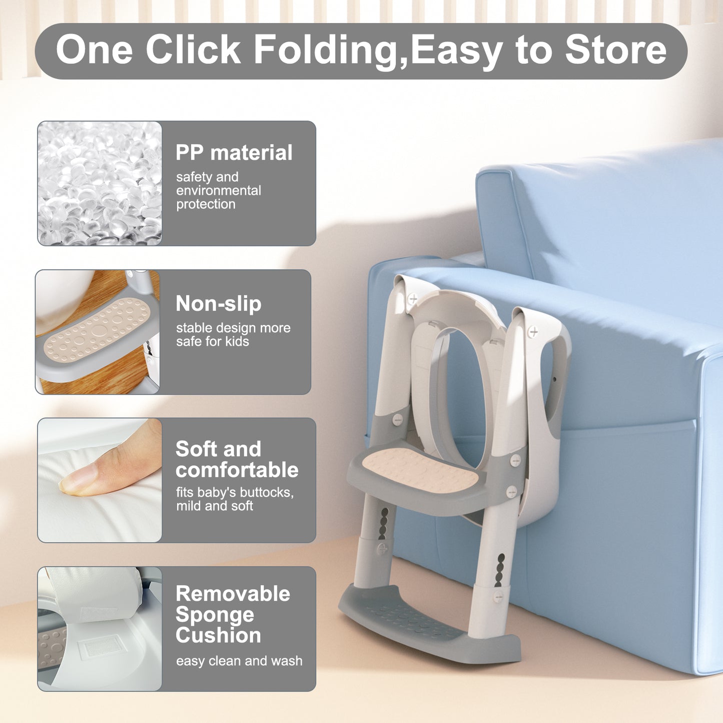 Toilet Potty Chair, Ladder Toilet Trainer Step up Potty for Toddlers Boys Girls