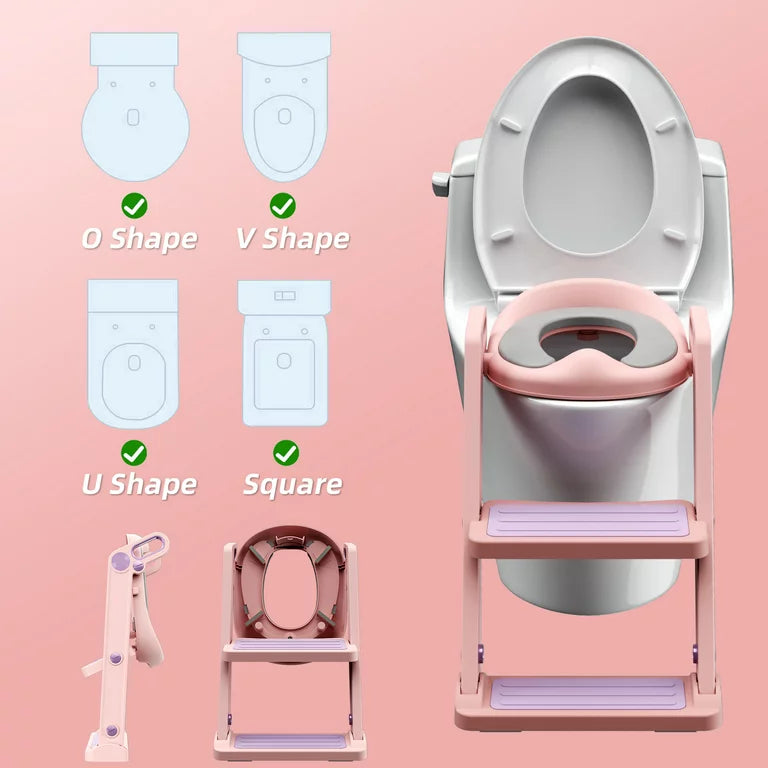 Baby Potty Training Seat, Foldable Potty Toilet Seat for Boys Girls Kids Toddler (Pink)