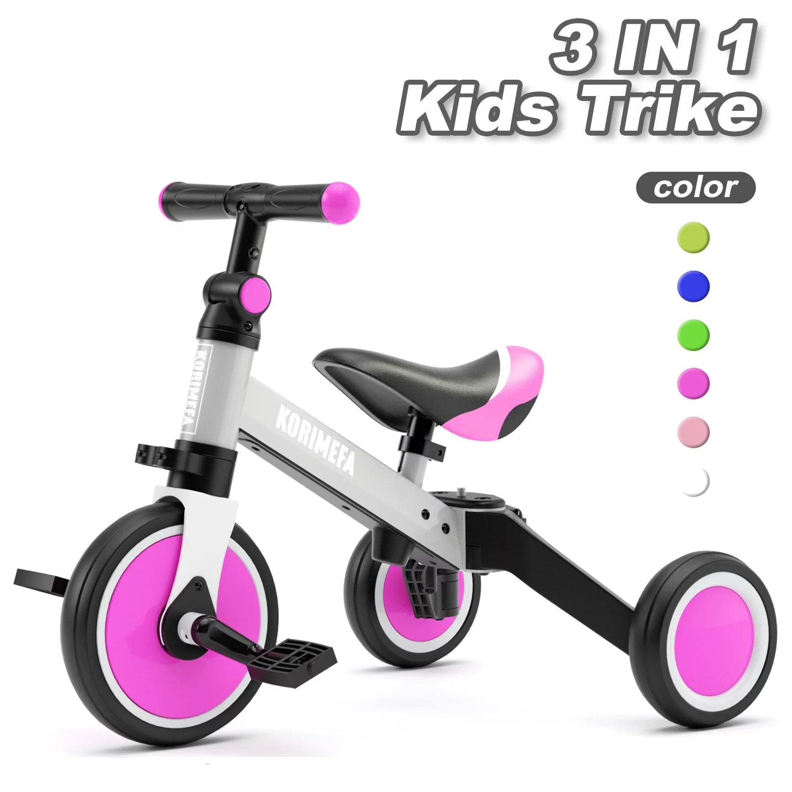 3 in 1 Kids Tricycle for 1-4 year olds, Toddler Bike Kids Trike