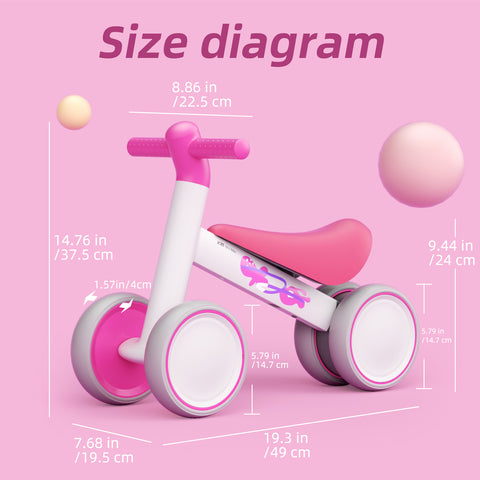 XJD Baby Balance Bike Bicycle Ride on Toys for 1 Year Old Boy First Birthday Girl,Pink