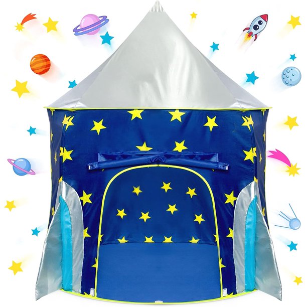 Princess Castle Play Tent with Glow In The Dark Stars,Your Kids Will Enjoy This Foldable Pop Up Pink Play Tent/House Toy for Indoor & Outdoor Use